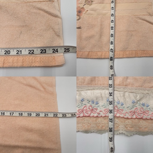 Vintage Bath Towels Peach Floral USA Made Cotton Cottage Grandma Floral 80s 90s - Picture 2 of 14